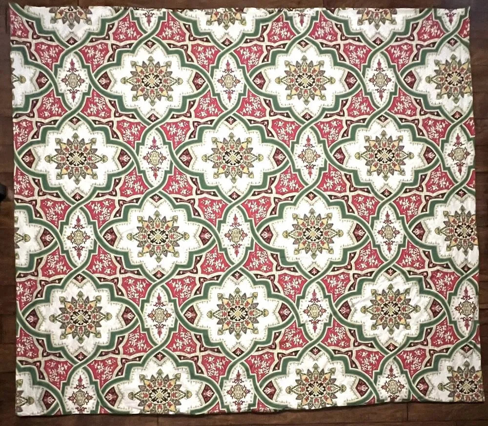 Pottery Barn King Duvet Cover ASHTON Organic Cotton White Hot Pink Green Boho